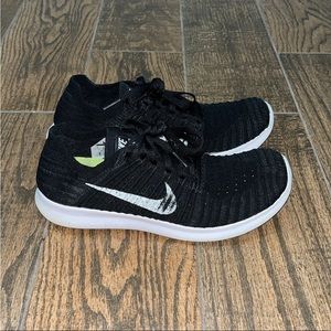 Womens Nike Free Rn Flyknit Black Running Shoes Sz. 9